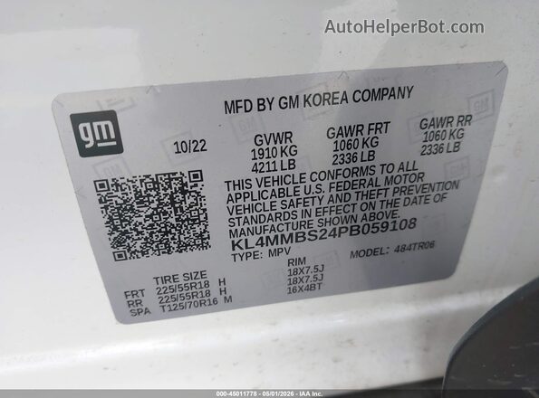 KL4MMBS24PB059108 2023 BUICK ENCORE White Engine compartment view