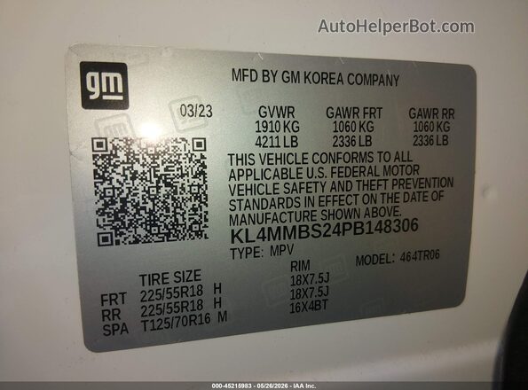 KL4MMBS24PB148306 2023 BUICK ENCORE White Շարժիչի բաժամունքի տեսք
