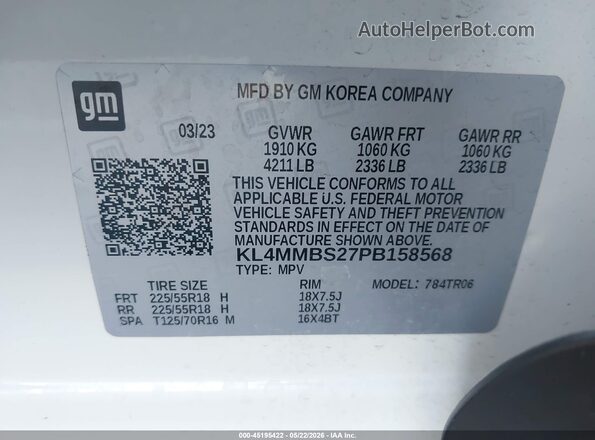 KL4MMBS27PB158568 2023 BUICK ENCORE White Вид підкапотного простору