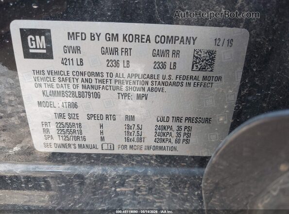 KL4MMBS28LB079100 2020 BUICK ENCORE Black Շարժիչի բաժամունքի տեսք