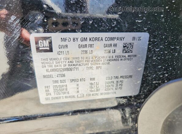 KL4MMDS26MB061711 2021 BUICK ENCORE Black Vista de la etiqueta del VIN