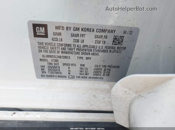 KL4MMDSL2NB129013 2022 BUICK ENCORE White Widok komory silnika