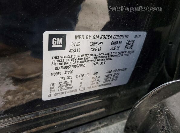 KL4MMDSL7NB021955 2022 BUICK ENCORE Black Вид підкапотного простору