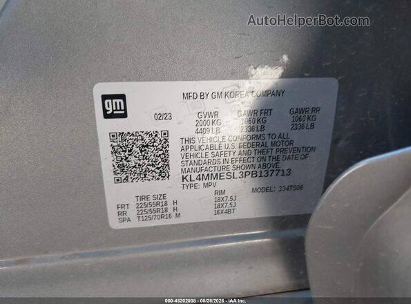 KL4MMESL3PB137713 2023 BUICK ENCORE Gray Widok komory silnika