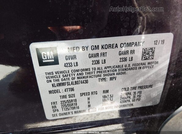 KL4MMFSL4LB074430 2020 BUICK ENCORE Purple Widok komory silnika