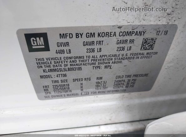 KL4MMGSL5LB093185 2020 BUICK ENCORE White Engine compartment view