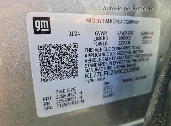 KL77LFE20RC213056 2024 CHEVROLET TRAX Silver 