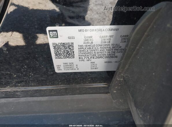 KL77LFE26RC002606 2024 CHEVROLET TRAX Black Вид підкапотного простору
