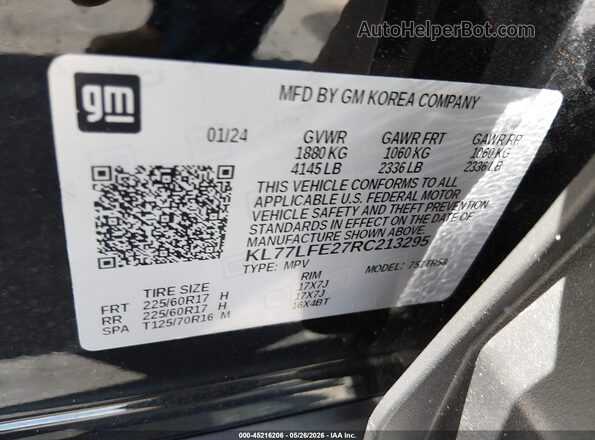 KL77LFE27RC213295 2024 CHEVROLET TRAX Black Vista del compartimento del motor