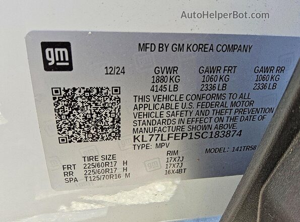 KL77LFEP1SC183874 2025 CHEVROLET TRAX White Widok komory silnika