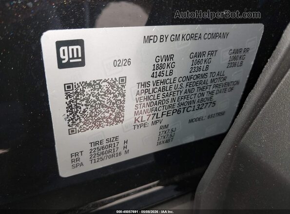 KL77LFEP6TC132775 2026 CHEVROLET TRAX Black 