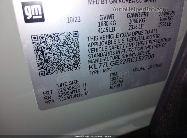 KL77LGE22RC157790 2024 CHEVROLET TRAX Green Շարժիչի բաժամունքի տեսք