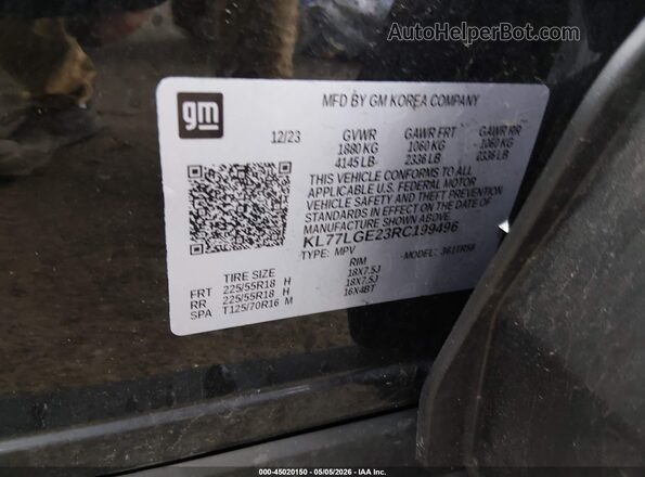 KL77LGE23RC199496 2024 CHEVROLET TRAX Black 
