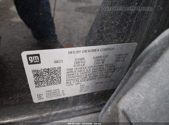 KL77LGE25RC109961 2024 CHEVROLET TRAX Black Vista del compartimento del motor