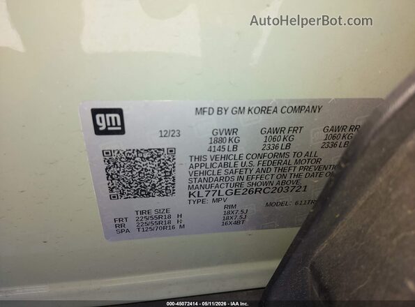 KL77LGE26RC203721 2024 CHEVROLET TRAX Green Շարժիչի բաժամունքի տեսք