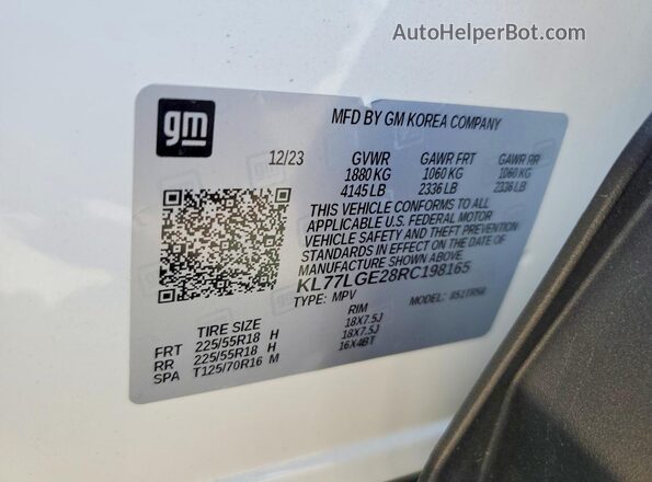 KL77LGE28RC198165 2024 CHEVROLET TRAX White 