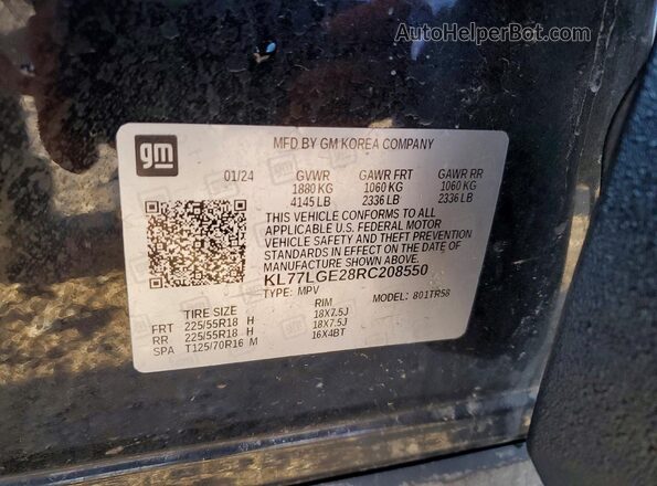KL77LGE28RC208550 2024 CHEVROLET TRAX Black Widok naklejki z numerem VIN