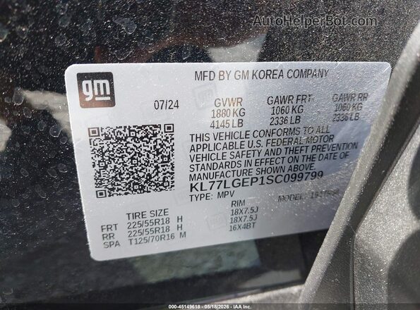KL77LGEP1SC099799 2025 CHEVROLET TRAX Black 