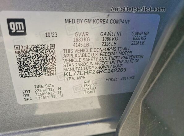 KL77LHE24RC148269 2024 CHEVROLET TRAX Silver 