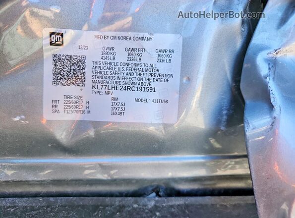 KL77LHE24RC191591 2024 CHEVROLET TRAX Gray 