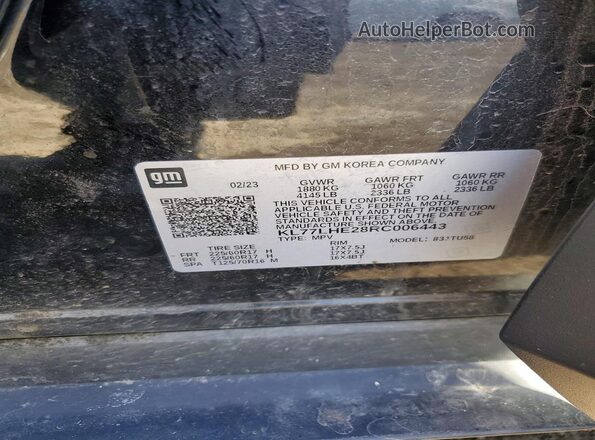 KL77LHE28RC006443 2024 CHEVROLET TRAX Black 