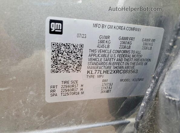 KL77LHE2XRC088563 2024 CHEVROLET TRAX Gray 