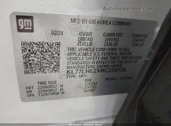 KL77LHE2XRC234735 2024 CHEVROLET TRAX White Вид підкапотного простору
