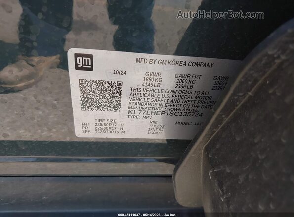 KL77LHEP1SC135724 2025 CHEVROLET TRAX Green 