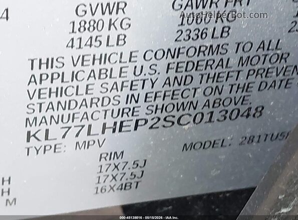 KL77LHEP2SC013048 2025 CHEVROLET TRAX Black Engine compartment view