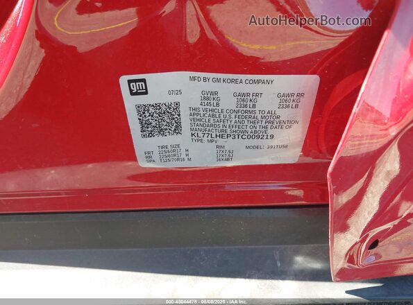 KL77LHEP3TC009219 2026 CHEVROLET TRAX Red ძრავის განყოფილების ხედი