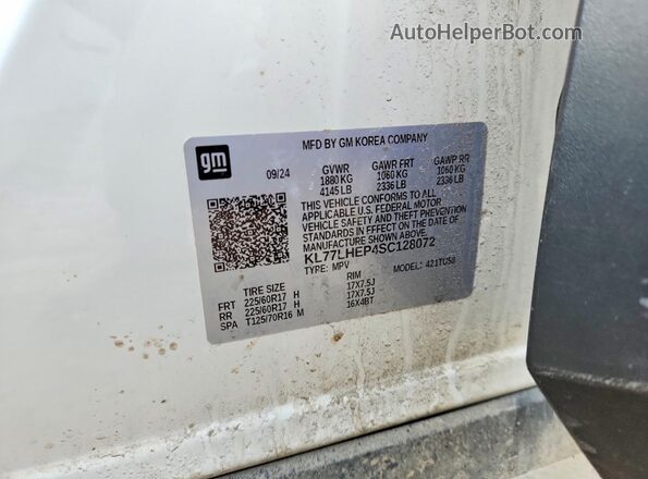 KL77LHEP4SC128072 2025 CHEVROLET TRAX White 