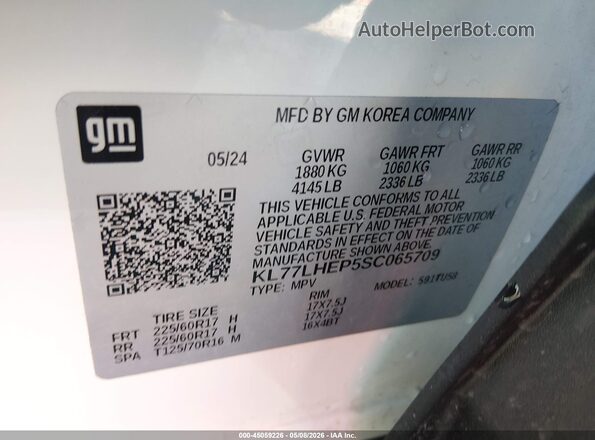 KL77LHEP5SC065709 2025 CHEVROLET TRAX White Engine compartment view