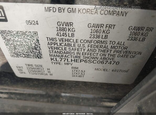 KL77LHEP6SC067470 2025 CHEVROLET TRAX Black Շարժիչի բաժամունքի տեսք