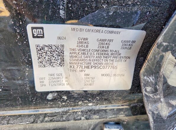 KL77LHEP9SC077765 2025 CHEVROLET TRAX Black 