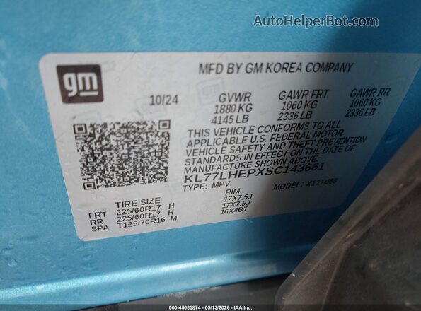 KL77LHEPXSC143661 2025 CHEVROLET TRAX Blue Widok komory silnika