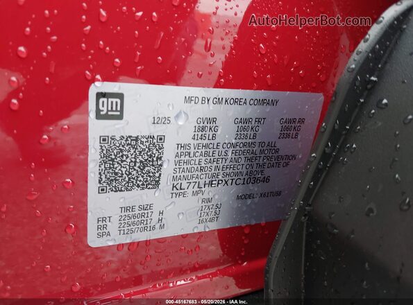 KL77LHEPXTC103646 2026 CHEVROLET TRAX Red Engine compartment view
