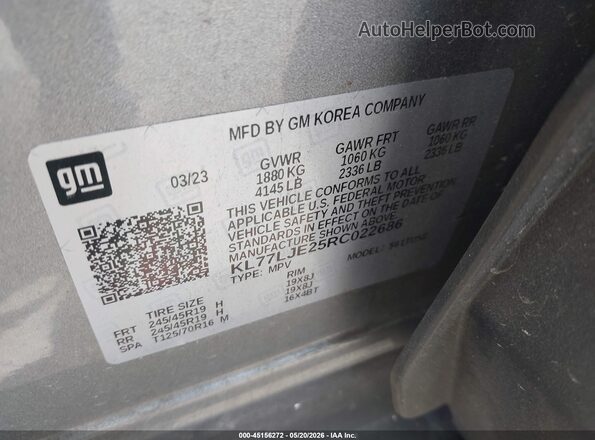 KL77LJE25RC022686 2024 CHEVROLET TRAX Silver 