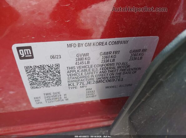 KL77LJE28RC069761 2024 CHEVROLET TRAX Orange Engine compartment view