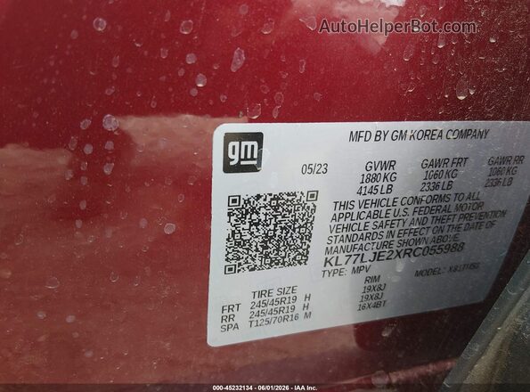 KL77LJE2XRC055988 2024 CHEVROLET TRAX Красный Вид подкапотного пространства