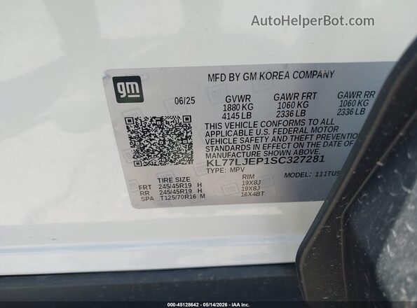 KL77LJEP1SC327281 2025 CHEVROLET TRAX White Engine compartment view