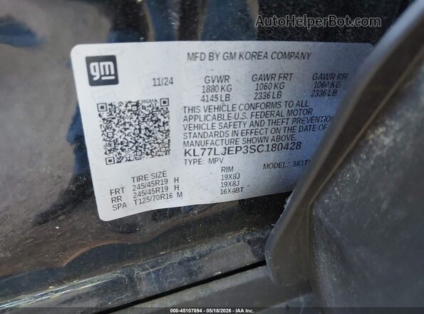 KL77LJEP3SC180428 2025 CHEVROLET TRAX Black 