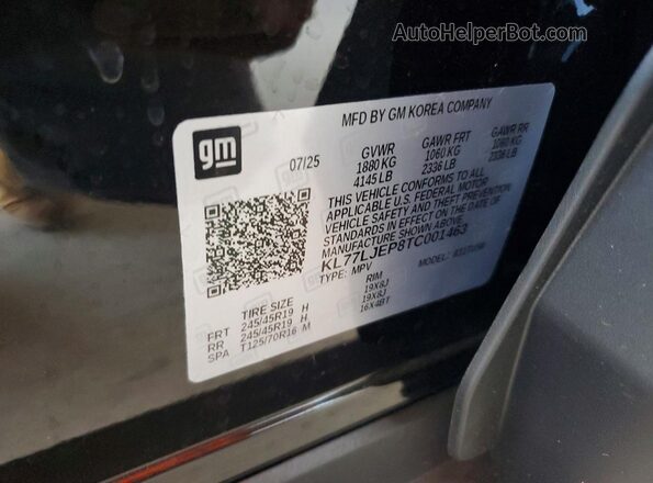KL77LJEP8TC001463 2026 CHEVROLET TRAX Black 
