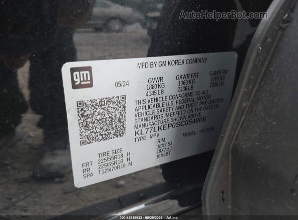 KL77LKEP0SC054808 2025 CHEVROLET TRAX Black Widok komory silnika