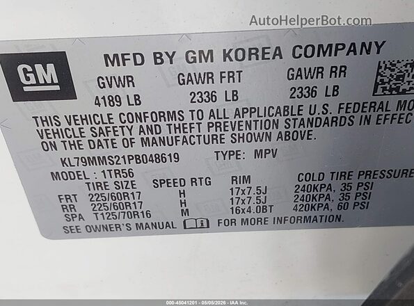 KL79MMS21PB048619 2023 CHEVROLET TRAILBLAZER White Widok komory silnika