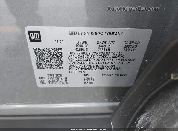 KL79MMS22RB108653 2024 CHEVROLET TRAILBLAZER Gray 