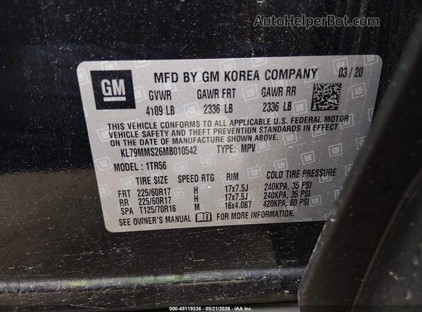 KL79MMS26MB010542 2021 CHEVROLET TRAILBLAZER Black ძრავის განყოფილების ხედი