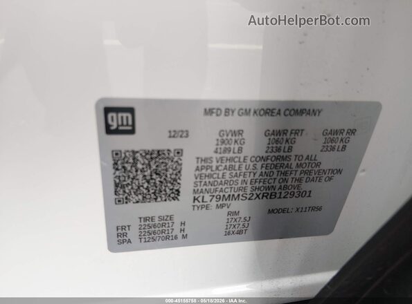 KL79MMS2XRB129301 2024 CHEVROLET TRAILBLAZER White Widok komory silnika