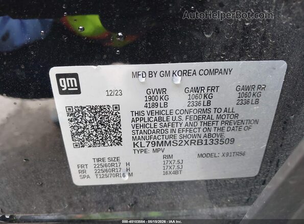 KL79MMS2XRB133509 2024 CHEVROLET TRAILBLAZER Black Вид підкапотного простору