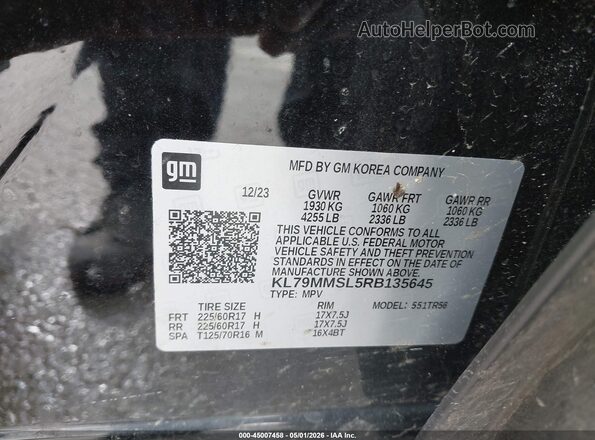 KL79MMSL5RB135645 2024 CHEVROLET TRAILBLAZER Black Вид підкапотного простору