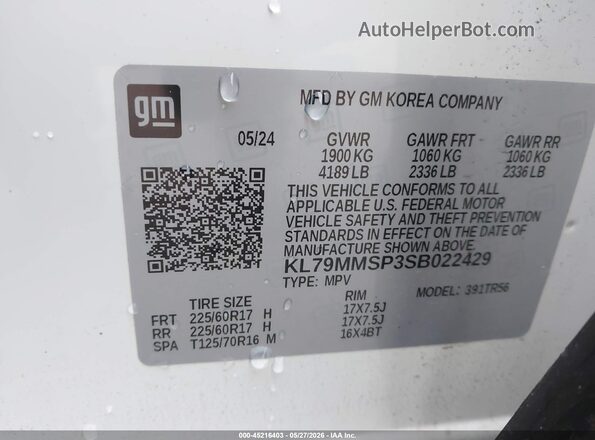 KL79MMSP3SB022429 2025 CHEVROLET TRAILBLAZER Белый Вид подкапотного пространства